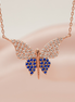 Butterfly Blue Sapphire Necklace – 18K Rose Gold