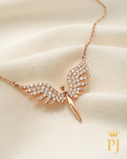 Your Guardian Angel – 18K Rose Gold Necklace with Natural Diamonds