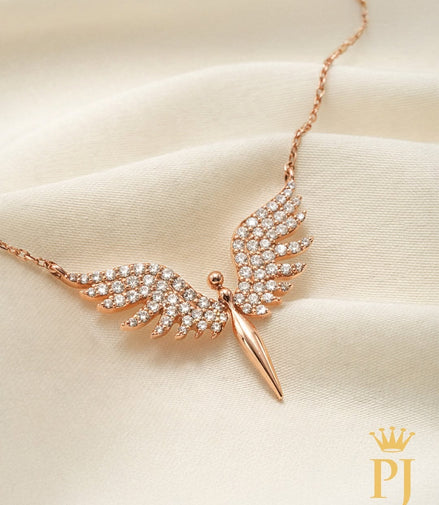 Your Guardian Angel – 18K Rose Gold Necklace with Natural Diamonds