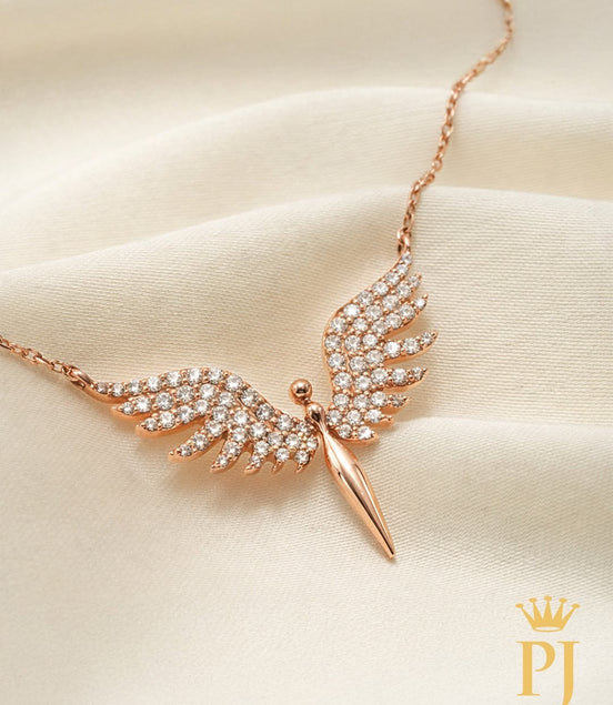 Your Guardian Angel – 18K Rose Gold Necklace with Natural Diamonds
