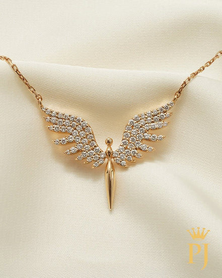 Your Guardian Angel – 18K Rose Gold Necklace with Natural Diamonds