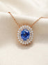 18k rose gold blue sapphire and diamond necklace