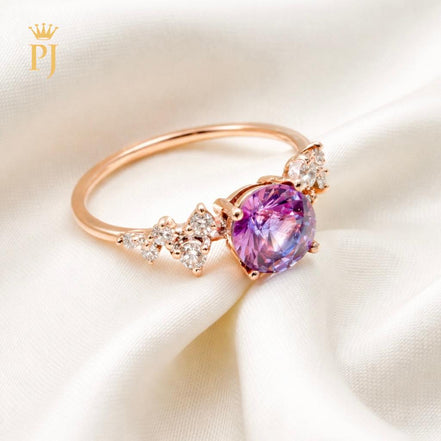 18k rose gold pink sapphire and diamond ring