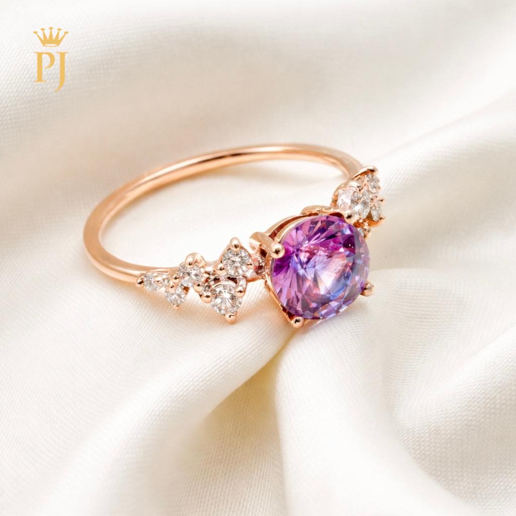 18k rose gold pink sapphire and diamond ring