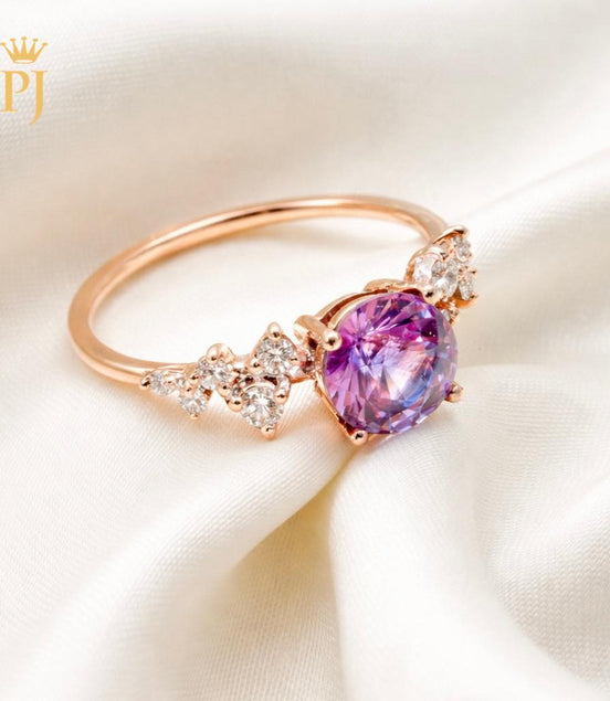 18k rose gold pink sapphire and diamond ring