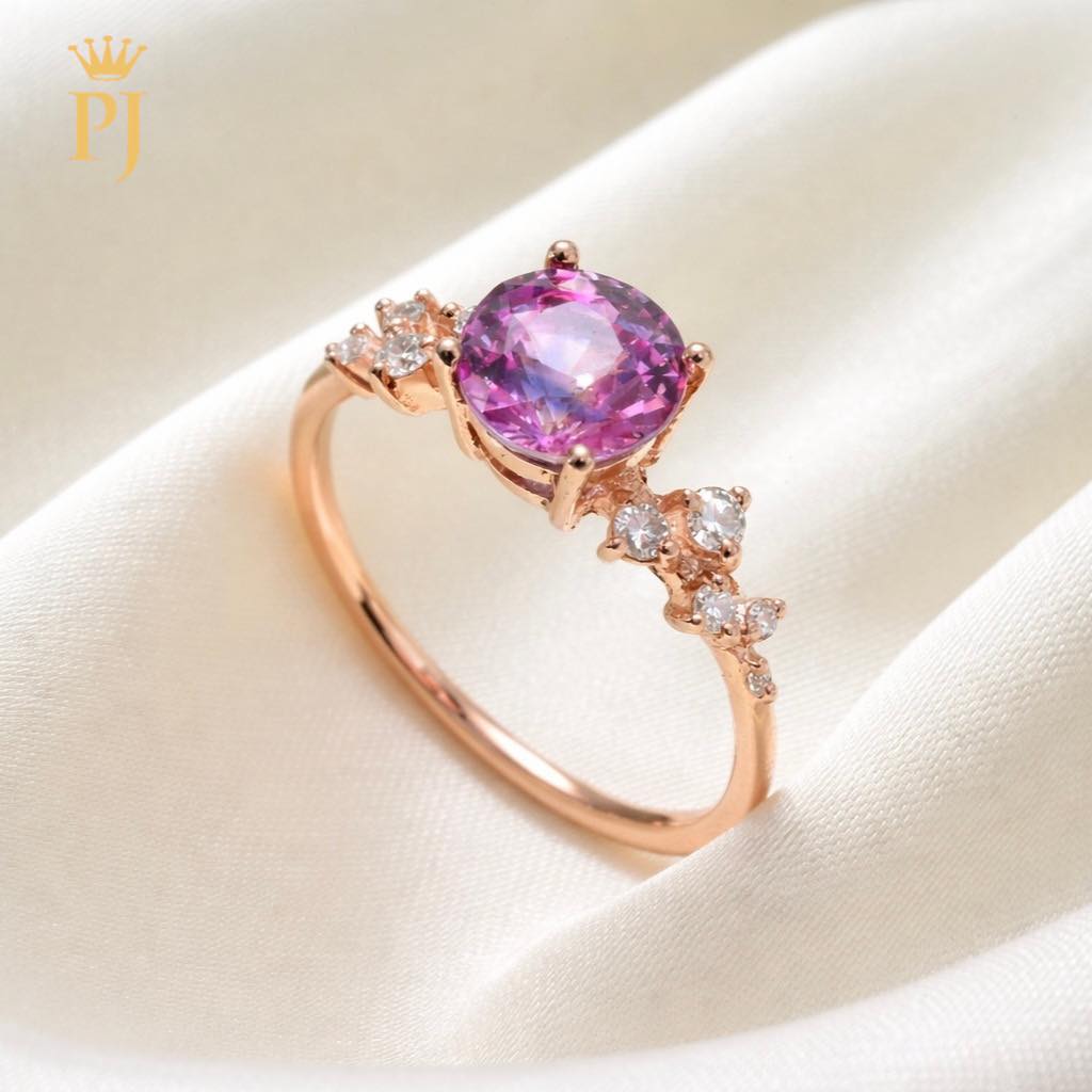 18k rose gold pink sapphire and diamond ring