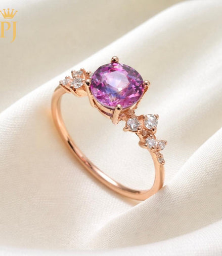 18k rose gold pink sapphire and diamond ring