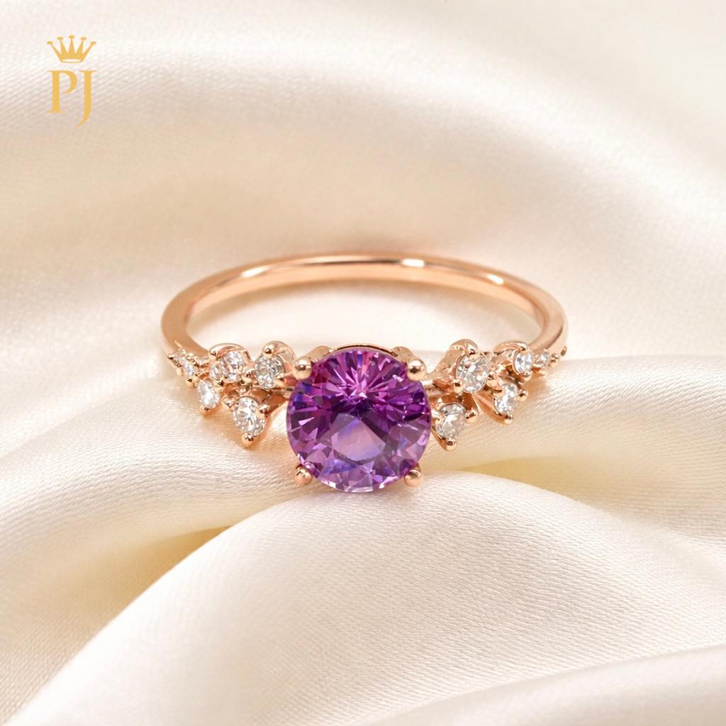 18k rose gold pink sapphire and diamond ring