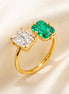 18k yellow gold emerald and white sapphire ring