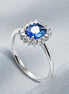 18k white gold blue sapphire and diamond ring