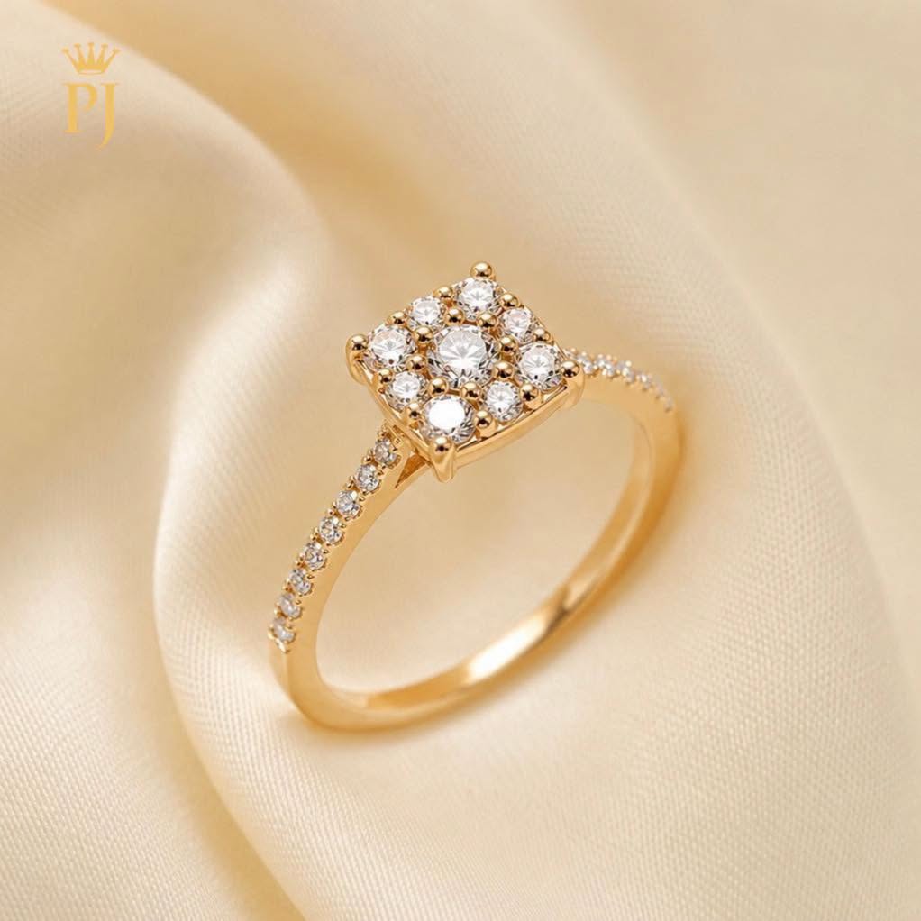 18k yellow gold cluster ring