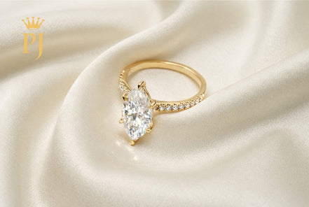 18k yellow gold moissanite marquise ring