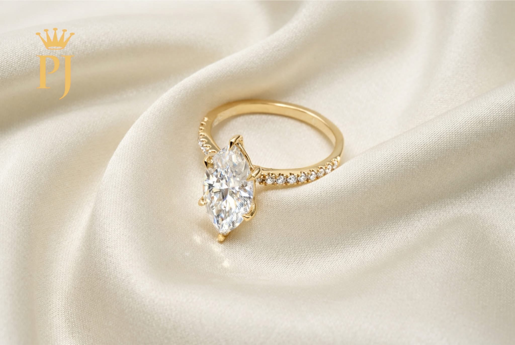18k yellow gold moissanite marquise ring
