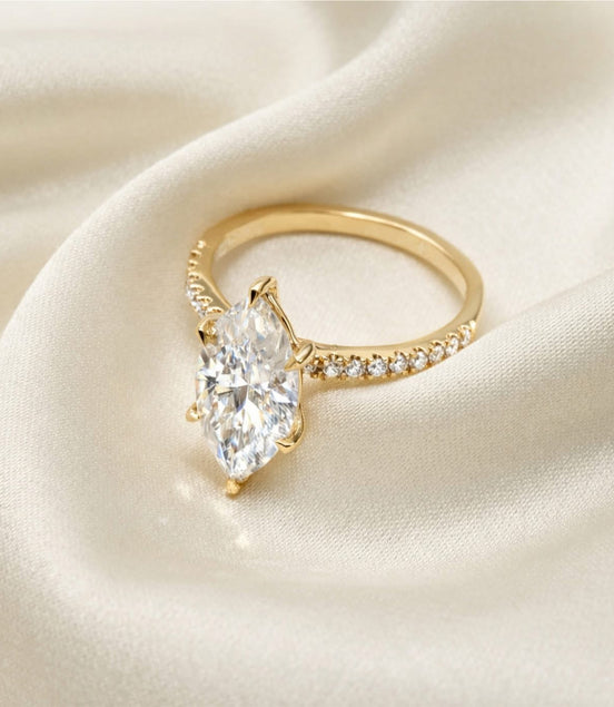 18k yellow gold moissanite marquise ring