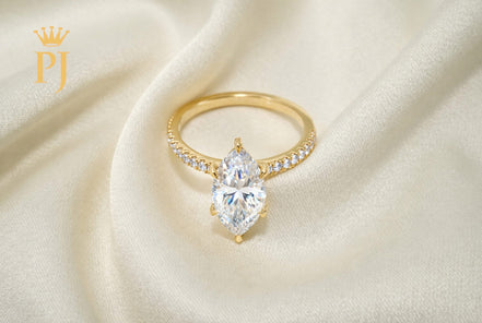 18k yellow gold moissanite marquise ring