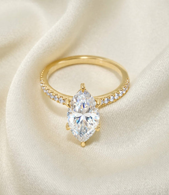18k yellow gold moissanite marquise ring