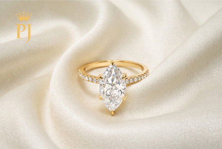 18k yellow gold moissanite marquise ring