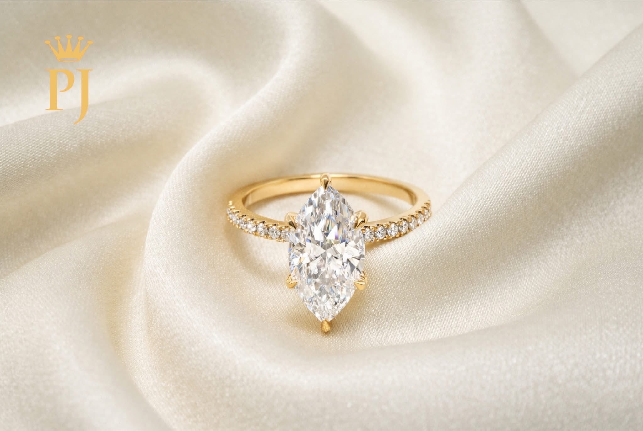 18k yellow gold moissanite marquise ring