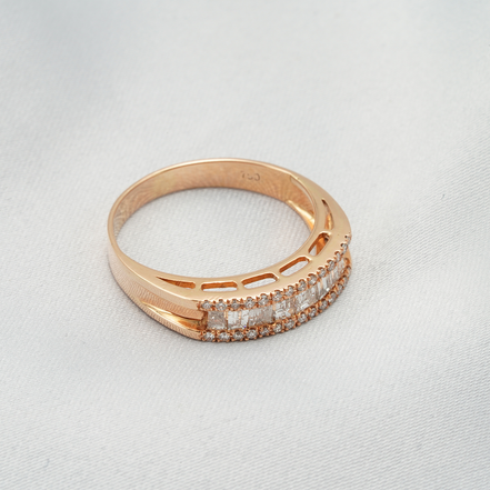 Diamond Baguette &amp; Round Cut Band – 18K Rose Gold