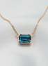 Elegant Emerald-Cut Blue Topaz Necklace in 18K Rose Gold