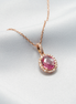 Exquisite Padparadscha Sapphire &amp; Diamond Pendant – 18K Rose Gold