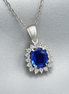 Blue Sapphire Cluster Necklace – A Halo of Brilliance in 18K White Gold