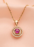 Cherished Charm – 18K Rose Gold Ruby &amp; Diamond Pendant
