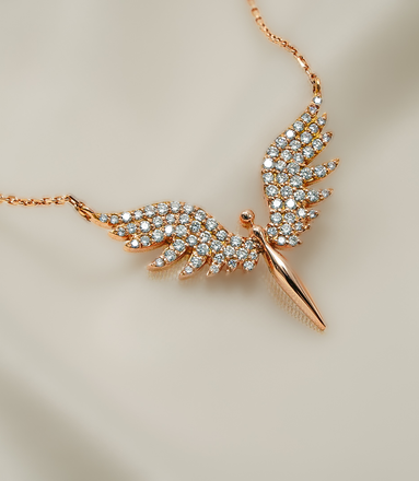 Your Guardian Angel – 18K Rose Gold Necklace with Natural Diamonds