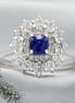 Blue Sapphire Flower Ring – 18K White Gold