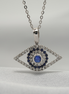 18K White Gold Evil Eye Pendant with Blue Sapphire &amp; Diamonds