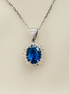 A Blue Jewel in a Crown of Diamonds - Blue Sapphire & Diamond Pendant in 18KT White Gold