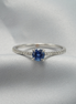 Blue Sapphire &amp; Diamond Solitaire Ring – 18K White Gold