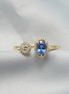 Dual Harmony – 18K Yellow Gold Ring with Blue Sapphire &amp; Diamond