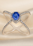 Elegance in Blue – 18K White Gold Ring with Blue Sapphire & Diamonds