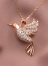 Diamond Bird Pendant – 18K Rose Gold
