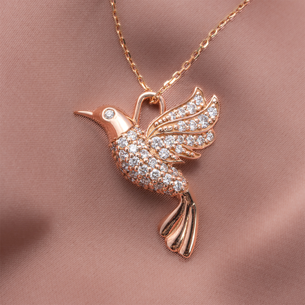 Diamond Bird Pendant – 18K Rose Gold