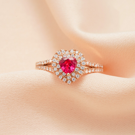 Eternal Love – 18K Rose Gold Pink Sapphire & Diamond Heart Ring