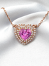 Heart-Shaped Pink Sapphire & Diamond Pendant – 18K Rose Gold