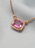 Blush Halo – 18K Rose Gold Pink Sapphire &amp; Diamond Necklace