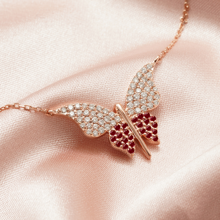Butterfly Ruby Necklace – 18K Rose Gold