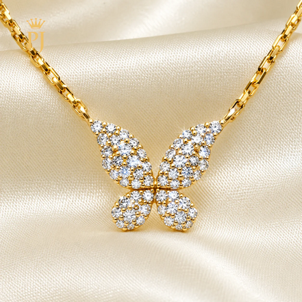 18K Yellow Gold Lab Diamond Butterfly Necklace