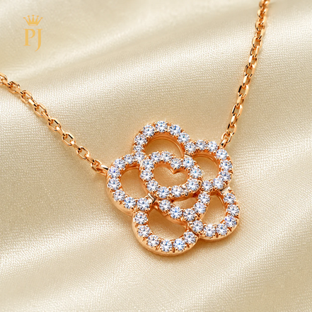 18K Rose Gold Lab Diamond Flower Necklace