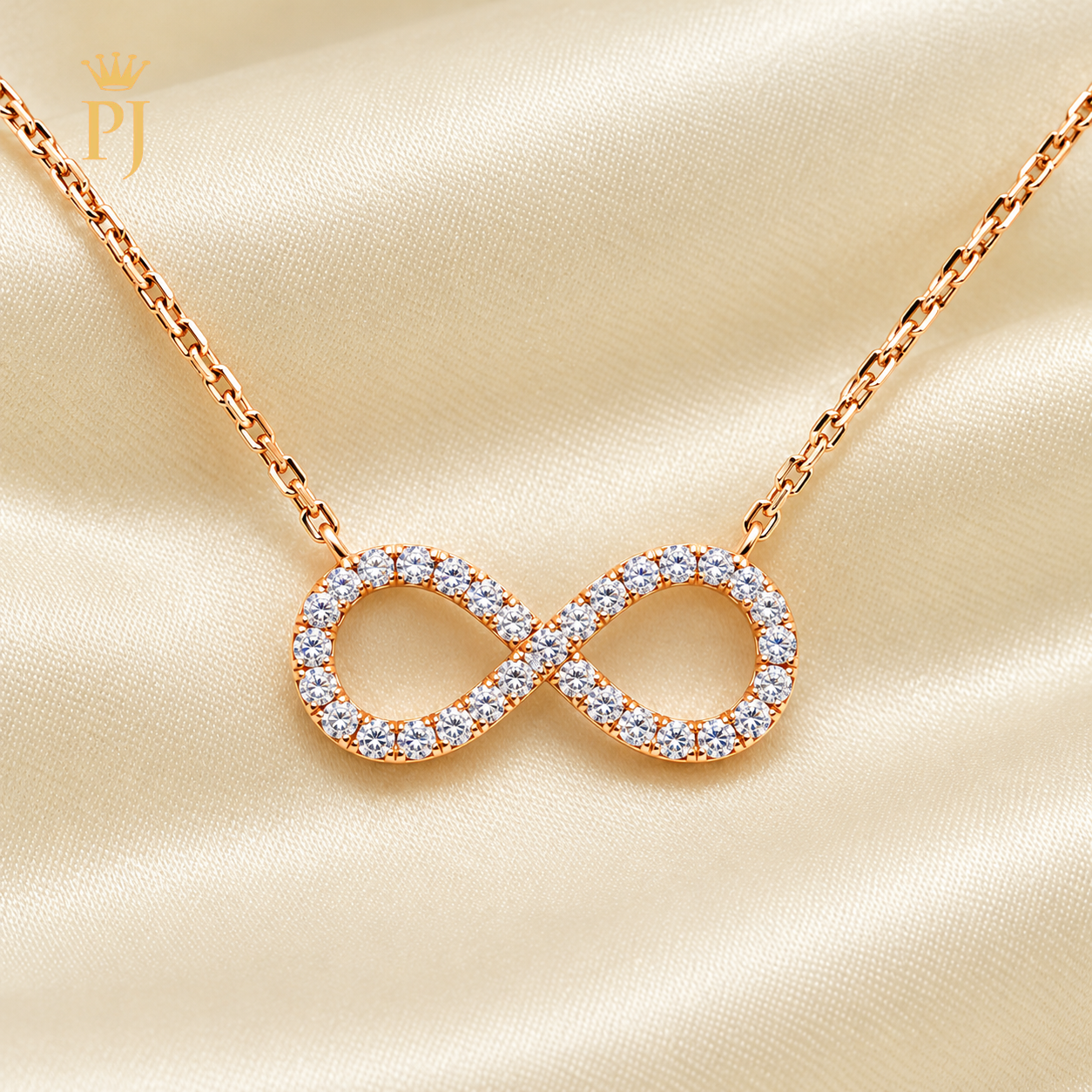 18K Rose Gold Lab Diamond Infinity Necklace