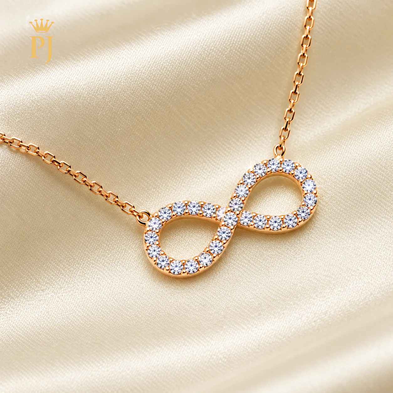 18K Rose Gold Lab Diamond Infinity Necklace