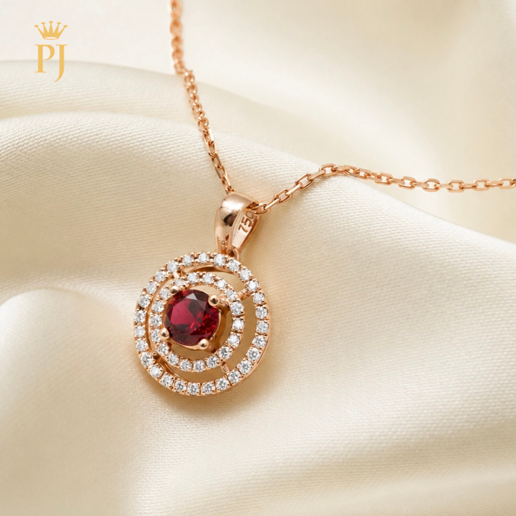 Ruby cluster necklace