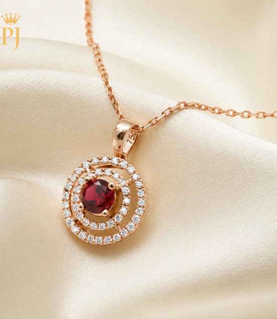 Ruby cluster necklace