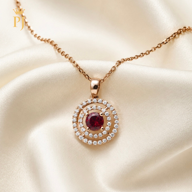Ruby cluster necklace