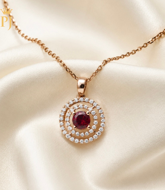 Ruby cluster necklace