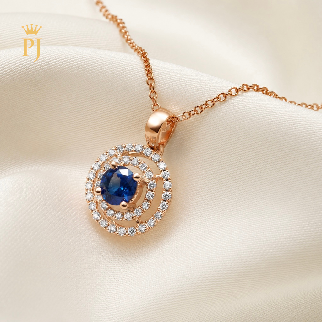 Blue sapphire cluster necklace