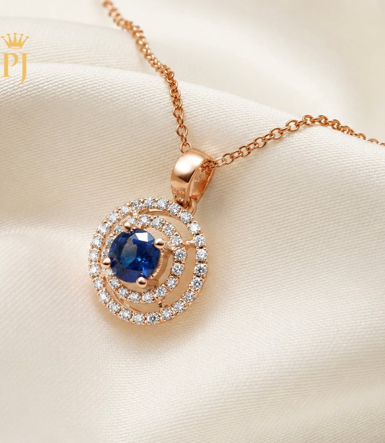 Blue sapphire cluster necklace